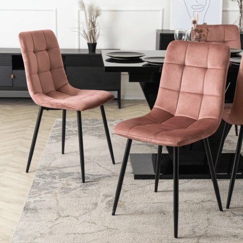 Krzesło PERU Różowe Welurowe