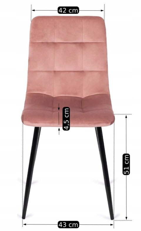 Krzesło PERU Różowe Welurowe