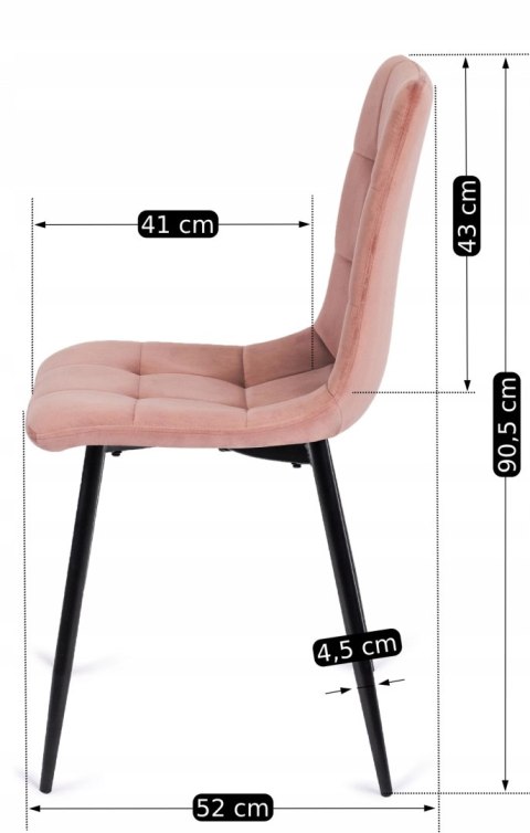 Krzesło PERU Różowe Welurowe