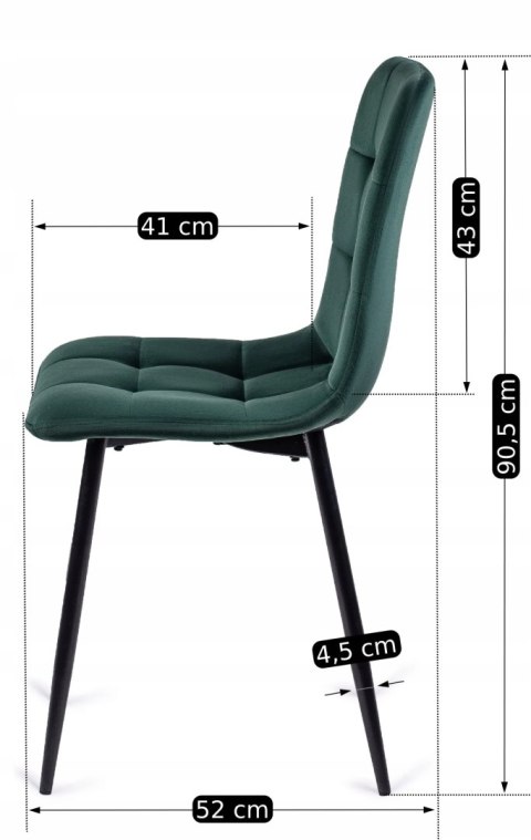 Krzesło PERU Zielone Welurowe