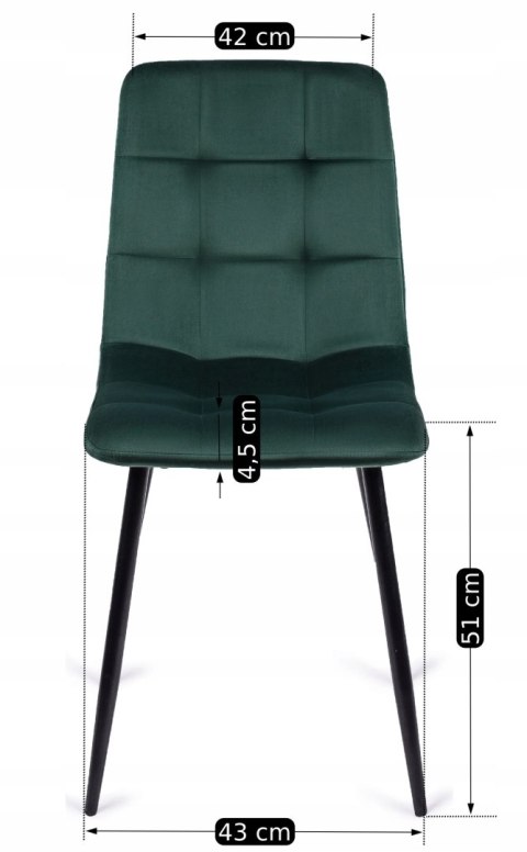 Krzesło PERU Zielone Welurowe