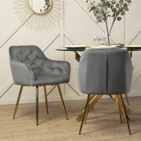 Krzesło RAYA Szare Welurowe