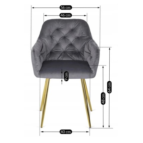 Krzesło RAYA Szare Welurowe