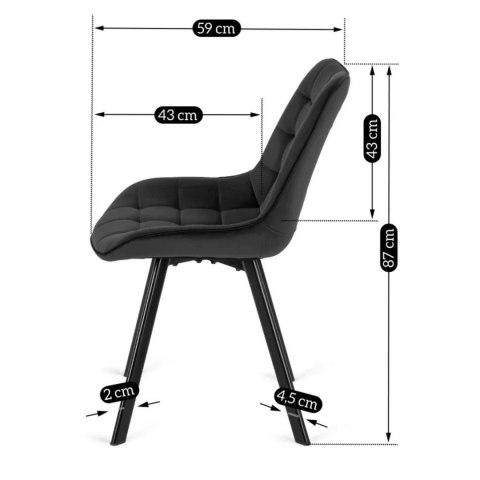 Krzesło RICK Czarne Welurowe