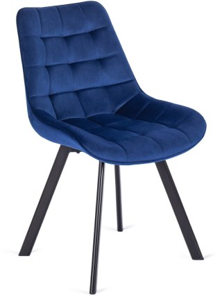Krzesło Tapicerowane do Salonu RICK Granatowe Welurowe Nowoczesne Loft