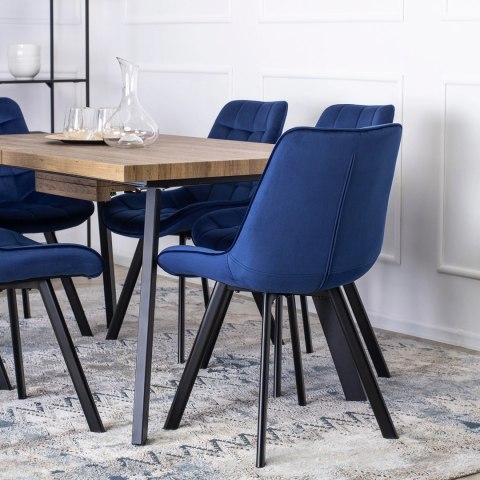 Krzesło Tapicerowane do Salonu RICK Granatowe Welurowe Nowoczesne Loft
