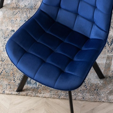 Krzesło Tapicerowane do Salonu RICK Granatowe Welurowe Nowoczesne Loft