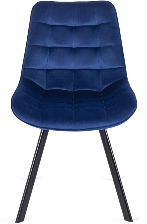 Krzesło Tapicerowane do Salonu RICK Granatowe Welurowe Nowoczesne Loft