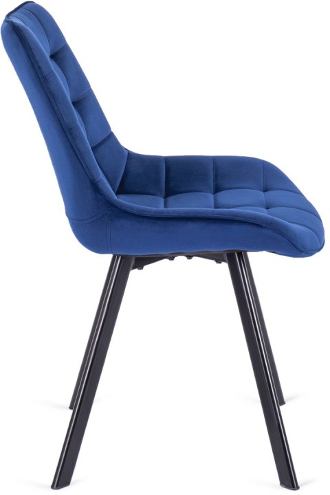 Krzesło Tapicerowane do Salonu RICK Granatowe Welurowe Nowoczesne Loft
