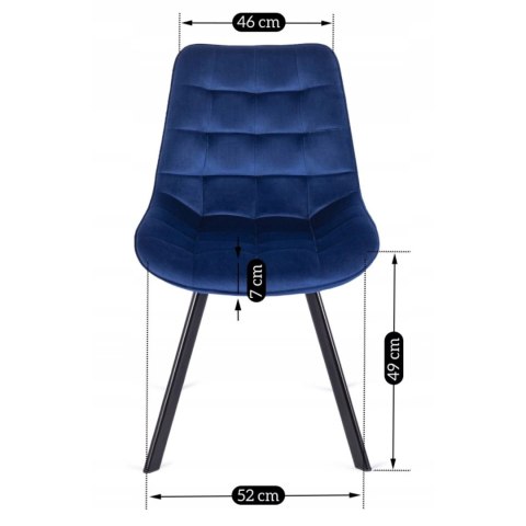 Krzesło Tapicerowane do Salonu RICK Granatowe Welurowe Nowoczesne Loft