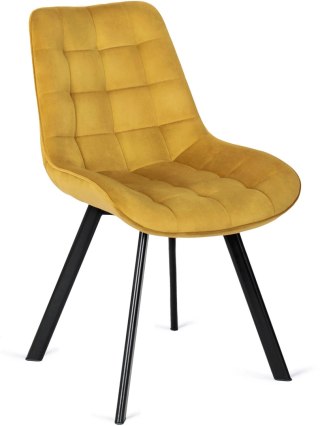 Krzesło Tapicerowane do Salonu RICK Musztardowe Welurowe Nowoczesne Loft