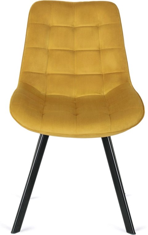 Krzesło Tapicerowane do Salonu RICK Musztardowe Welurowe Nowoczesne Loft
