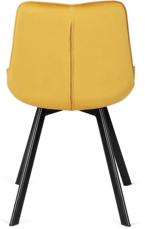 Krzesło Tapicerowane do Salonu RICK Musztardowe Welurowe Nowoczesne Loft
