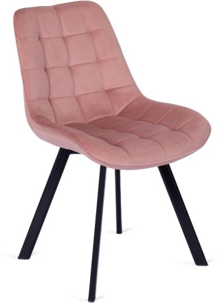 Krzesło Tapicerowane do Salonu RICK Różowe Welurowe Nowoczesne Loft