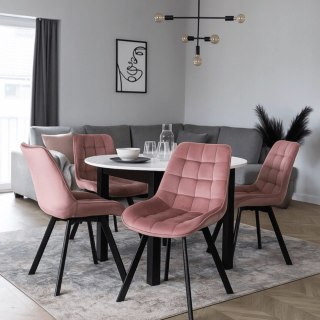 Krzesło Tapicerowane do Salonu RICK Różowe Welurowe Nowoczesne Loft