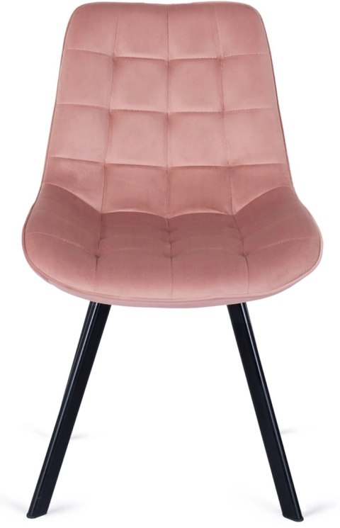 Krzesło Tapicerowane do Salonu RICK Różowe Welurowe Nowoczesne Loft
