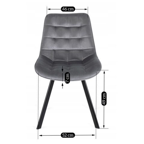 Krzesło RICK Szare Welurowe