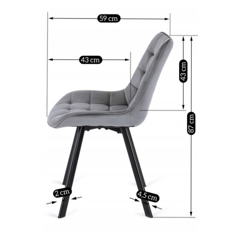 Krzesło RICK Szare Welurowe