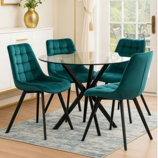 Krzesło Tapicerowane do Salonu RICK Turkusowe Welurowe Nowoczesne Loft