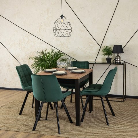 Krzesło Tapicerowane do Salonu RICK Zielone Welurowe Nowoczesne Loft