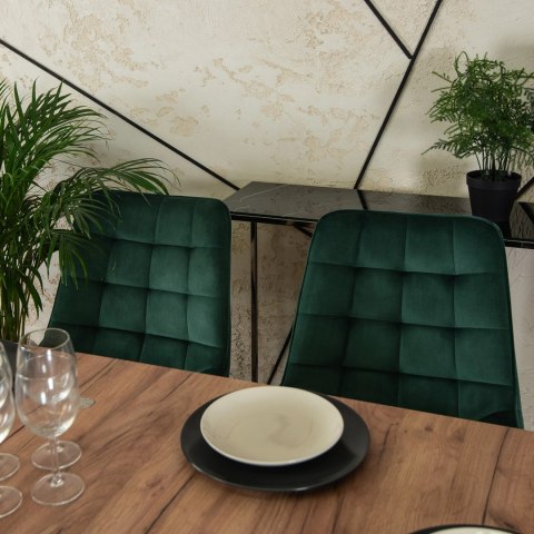 Krzesło Tapicerowane do Salonu RICK Zielone Welurowe Nowoczesne Loft