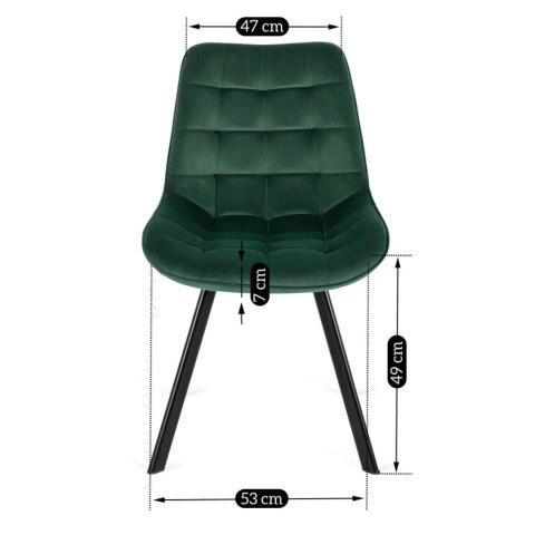 Krzesło Tapicerowane do Salonu RICK Zielone Welurowe Nowoczesne Loft