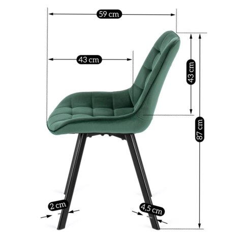 Krzesło Tapicerowane do Salonu RICK Zielone Welurowe Nowoczesne Loft