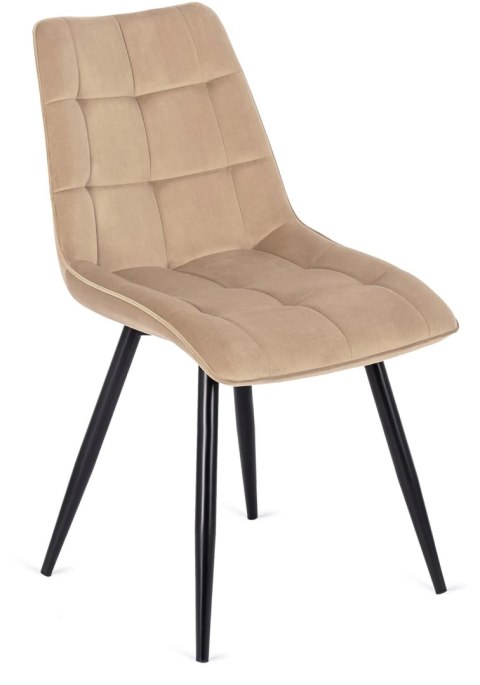 Krzesło Tapicerowane do Jadalni RIO Beżowe Welurowe Nowoczesne Loft