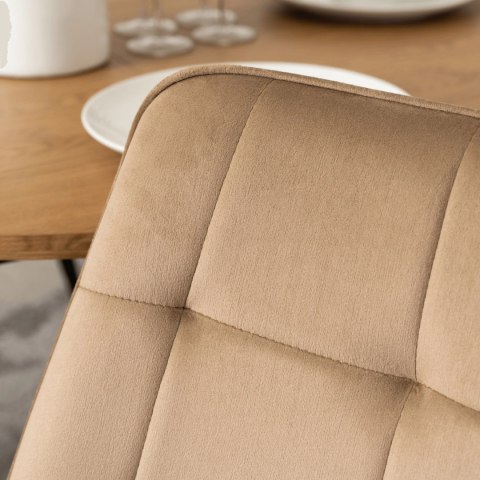 Krzesło Tapicerowane do Jadalni RIO Beżowe Welurowe Nowoczesne Loft