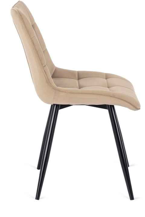 Krzesło Tapicerowane do Jadalni RIO Beżowe Welurowe Nowoczesne Loft