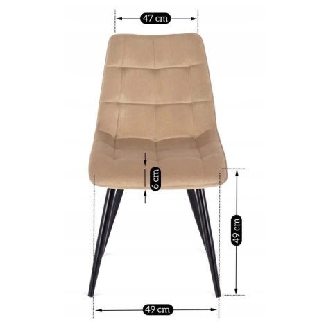 Krzesło Tapicerowane do Jadalni RIO Beżowe Welurowe Nowoczesne Loft