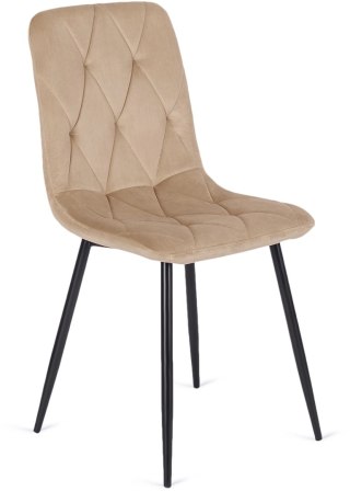 Krzesło Tapicerowane do Salonu ROBIN Beżowe Welurowe Nowoczesne Loft
