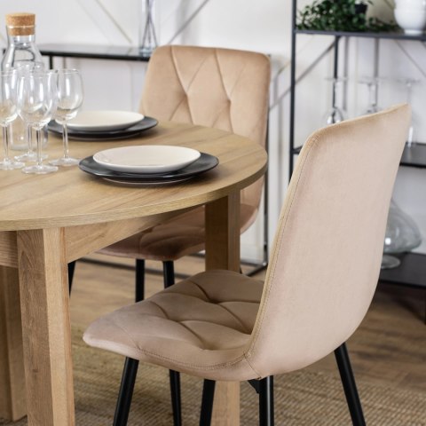 Krzesło Tapicerowane do Salonu ROBIN Beżowe Welurowe Nowoczesne Loft