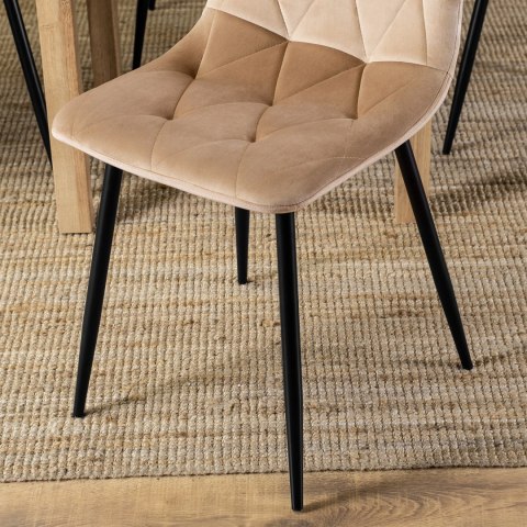 Krzesło Tapicerowane do Salonu ROBIN Beżowe Welurowe Nowoczesne Loft