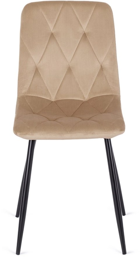 Krzesło Tapicerowane do Salonu ROBIN Beżowe Welurowe Nowoczesne Loft