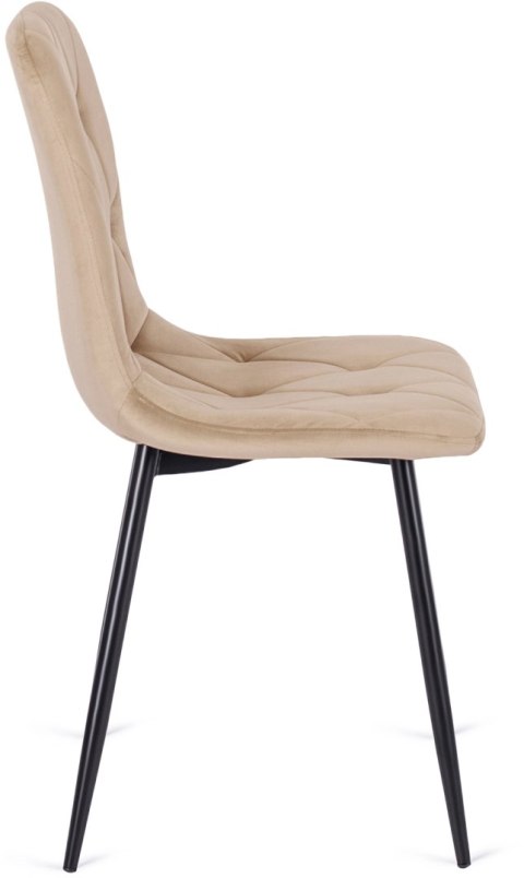 Krzesło Tapicerowane do Salonu ROBIN Beżowe Welurowe Nowoczesne Loft