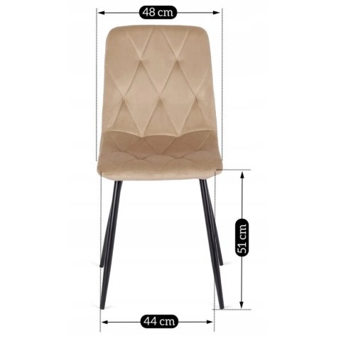 Krzesło Tapicerowane do Salonu ROBIN Beżowe Welurowe Nowoczesne Loft