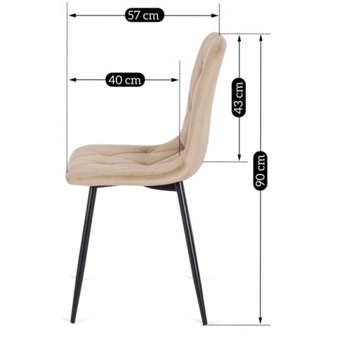 Krzesło Tapicerowane do Salonu ROBIN Beżowe Welurowe Nowoczesne Loft