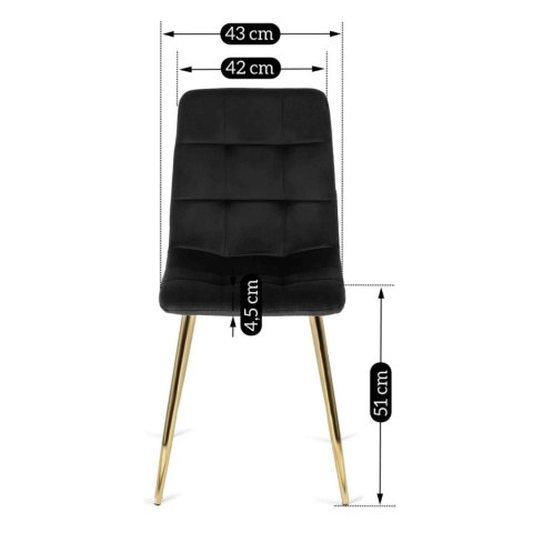 Krzesło YORK Czarne Welurowe