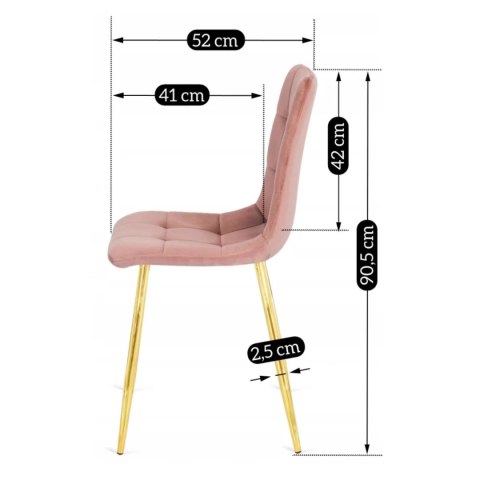 Krzesło YORK Różowe Welurowe