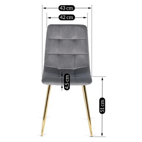 Krzesło YORK Szare Welurowe