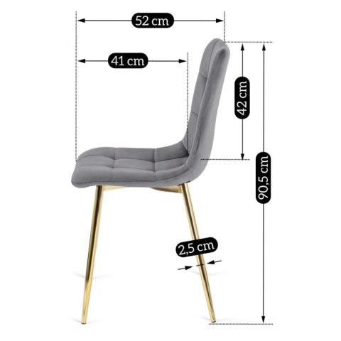 Krzesło YORK Szare Welurowe