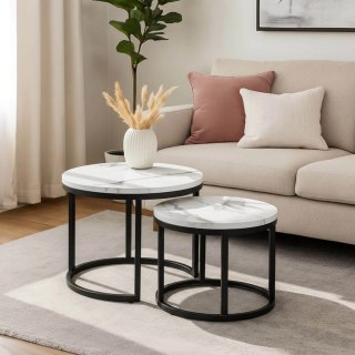 Zestaw Stolików DAFNE Biały Marmur