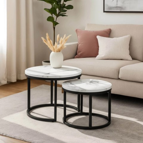 Zestaw Stolików DAFNE Biały Marmur