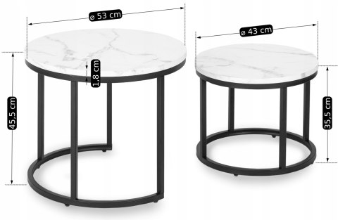 Zestaw Stolików DAFNE Biały Marmur