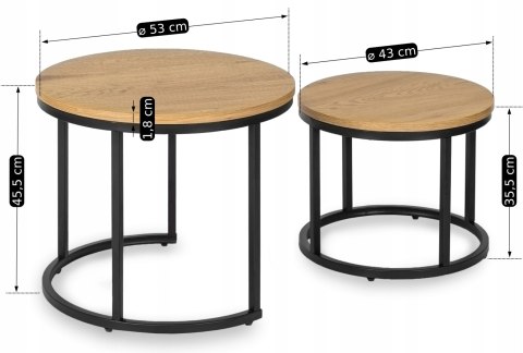 Zestaw Stolików DELIA Dąb Złoty