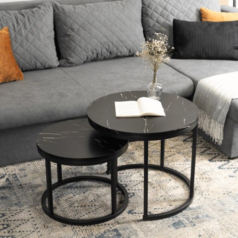 Zestaw Stolików MAURO Czarny Marmur