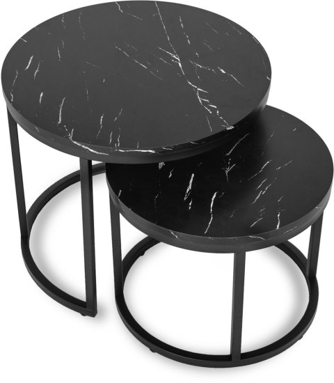 Zestaw Stolików MAURO Czarny Marmur