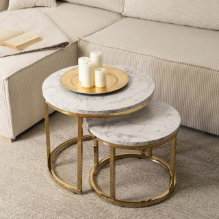 Zestaw Stolików OLIS Marmur Złoty