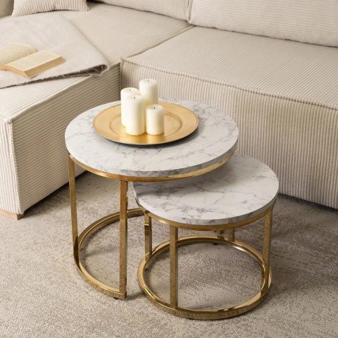 Zestaw Stolików OLIS Marmur Złoty